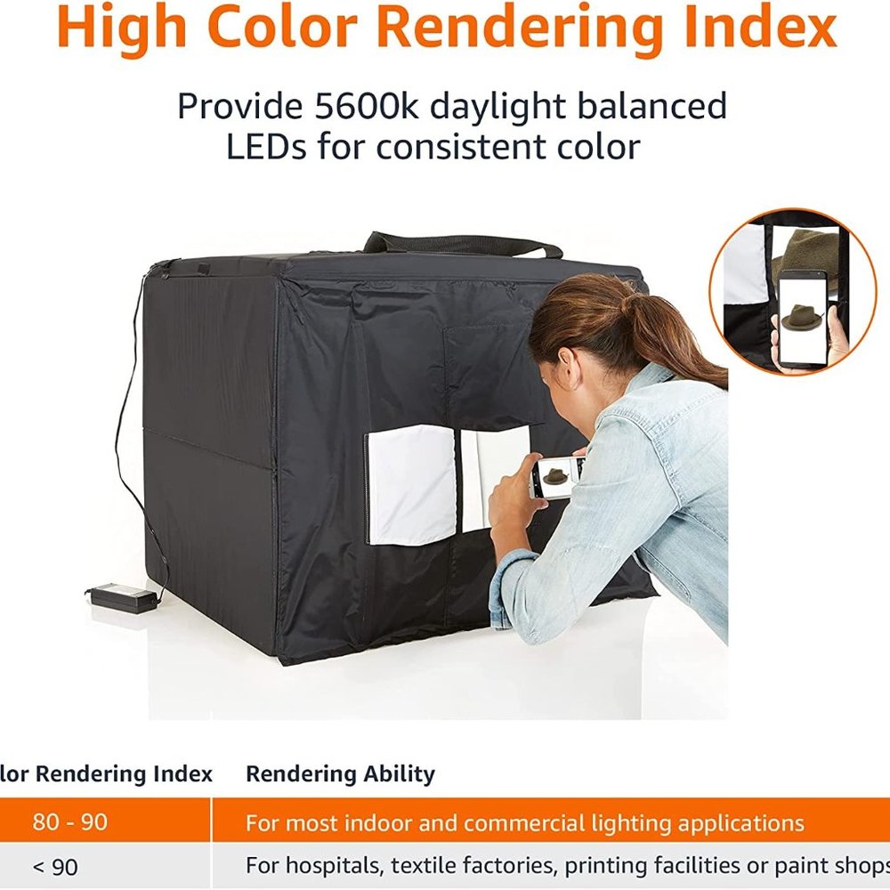 Basics Portable Foldable Photo Studio Box with LED Light - 25 x 30 x 25 Inches,